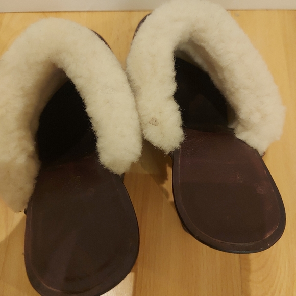 ❣️Ladies Michael kors Fairbanks Sherpa Lined Brown Heeled Mules (#371) - Picture 2 of 12